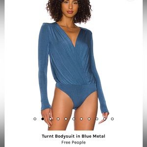 FREE PEOPLE BLUE TURNT BODYSUIT